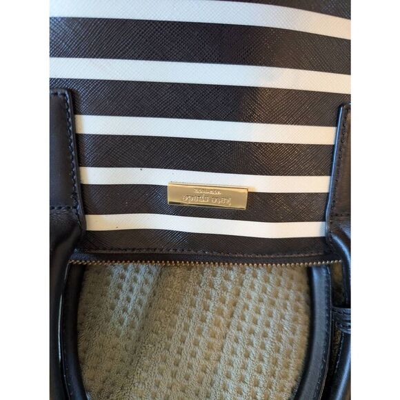 Kate Spade With Tag, Handbag Shoulder 2Way Border Logo White Black Jet Bag - Picture 3 of 10